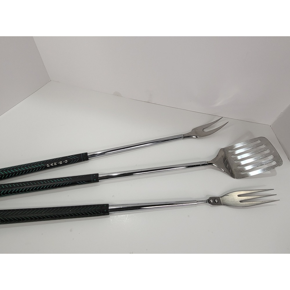 Par-B-Q Golf Club Grip Handle BBQ Tool Set 3pc Stainless Steel Grilling Utensils